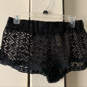 Miken Swim Junior Black Crochet Cover Up Shorts.